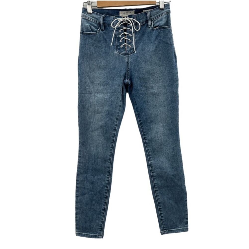 PacSun Medium Wash Lace Up Front High Rise Skinny Jegging Jeans Size 27